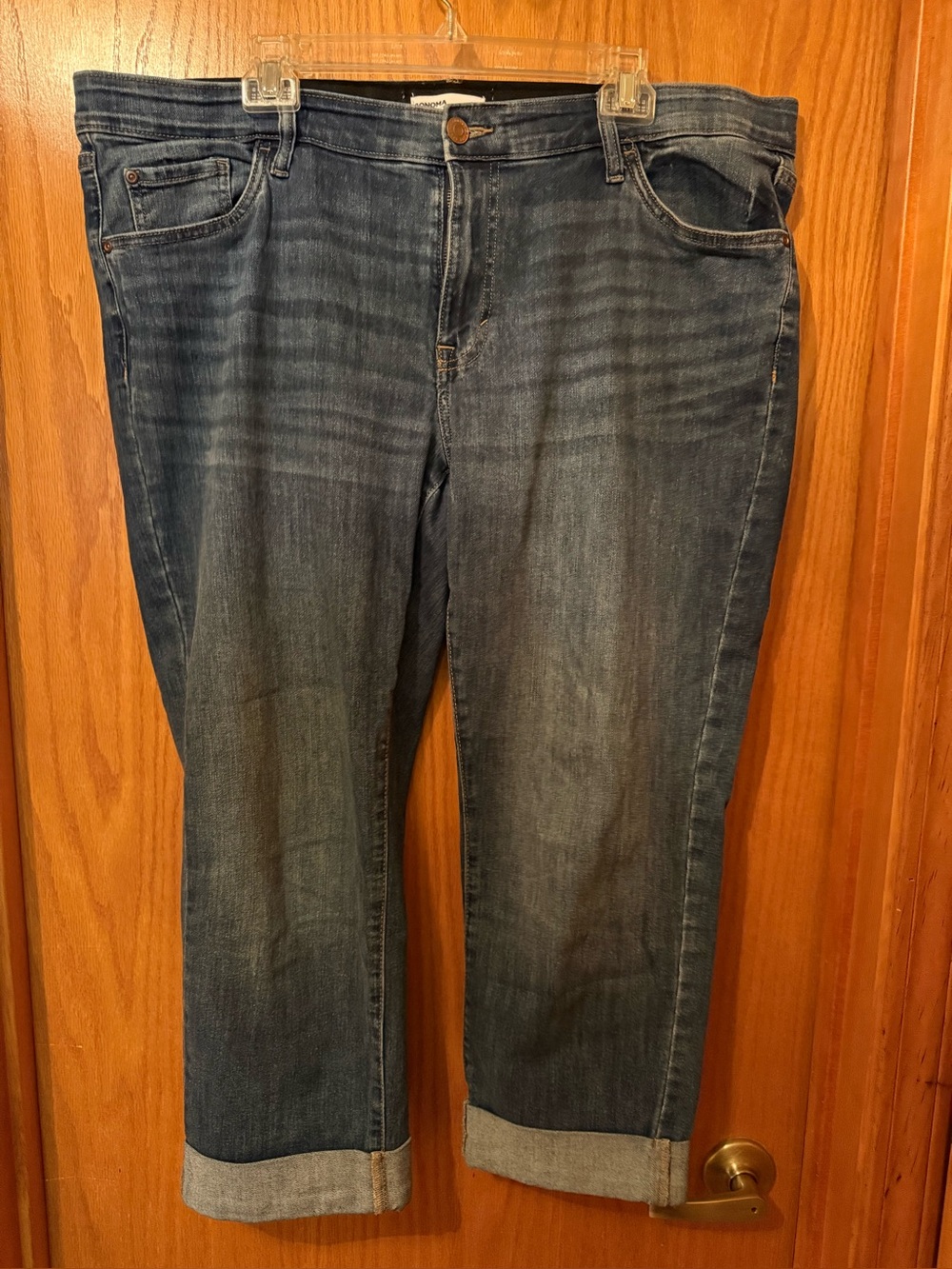 Sonoma Relaxed Dark Blue Cuffed Capri Jeans 20W